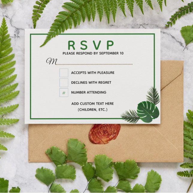Tropical Modern Wedding RSVP Card (Creator Uploaded)