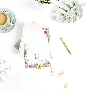 Tropical Monogram Floral Personalised Desk Post-it Notes