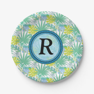 Tropical Monogram  Paper Plates