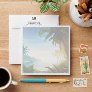 Tropical Monogram Return Address Envelope