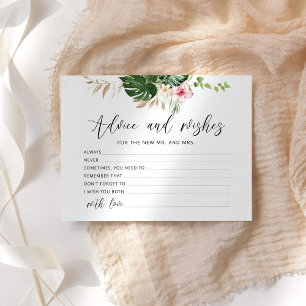 Tropical monstera advice and wishes bridal shower