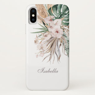 Tropical Monstera and Orchid Custom Name Case-Mate iPhone Case