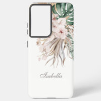 Tropical Monstera and Orchid Custom Name