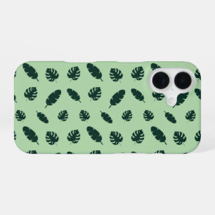 Tropical Monstera and Palm Leaves Seamless Pattern iPhone 16 Case