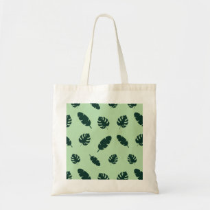 Tropical Monstera and Palm Leaves Seamless Pattern Tote Bag