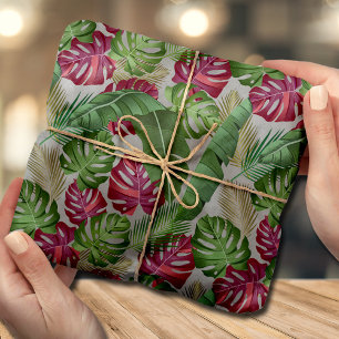 Tropical Monstera and Palm Leaves Tissue Paper