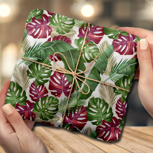 Tropical Monstera and Palm Leaves Tissue Paper