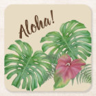 Tropical Monstera & Anthurium Aloha coasters