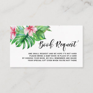 Tropical Monstera Baby Shower Book Request Card