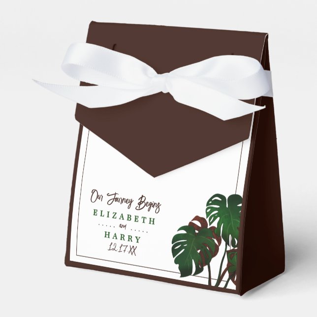 Tropical Monstera Beach Wedding Favour Box (Front Side)