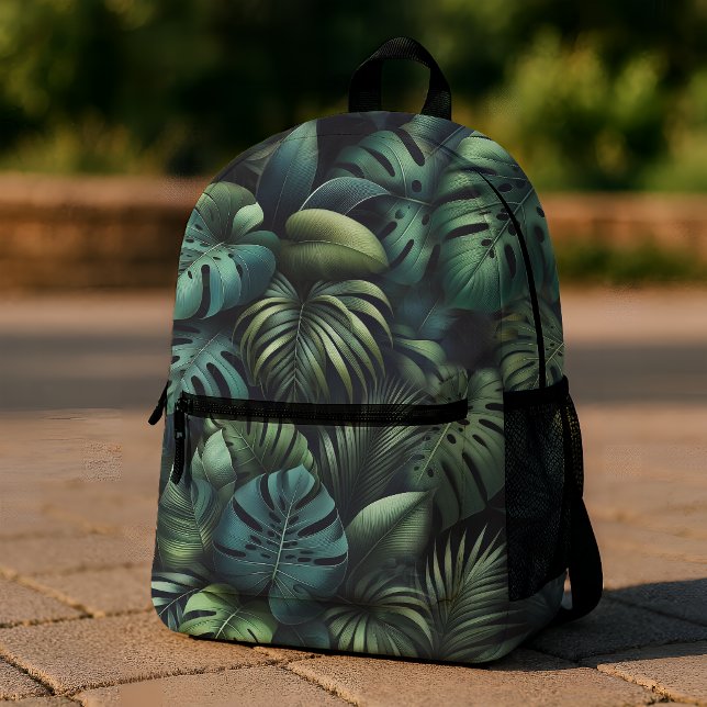 Tropical Monstera Botanical Green Jungle  Printed Backpack (Backpack)