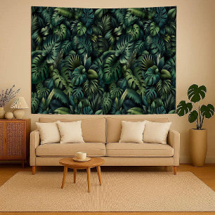 Tropical Monstera Botanical Green Jungle Wall  Tapestry