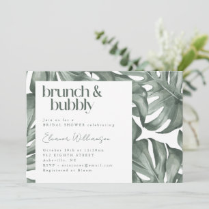 Tropical Monstera Brunch Bubbly Bridal Shower Invitation