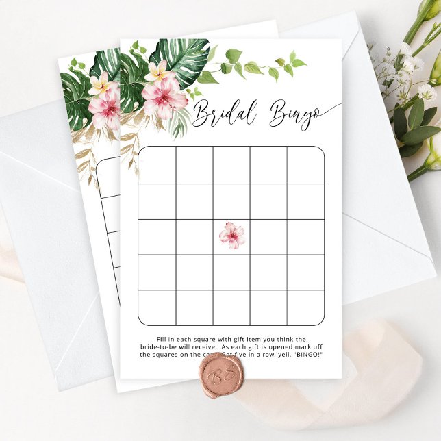 Tropical monstera elegant bridal bingo game (Creator Uploaded)