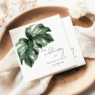 Tropical Monstera elegant wedding Napkin
