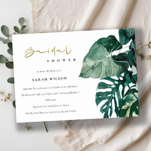 Tropical Monstera Foliage Bridal Shower Invite