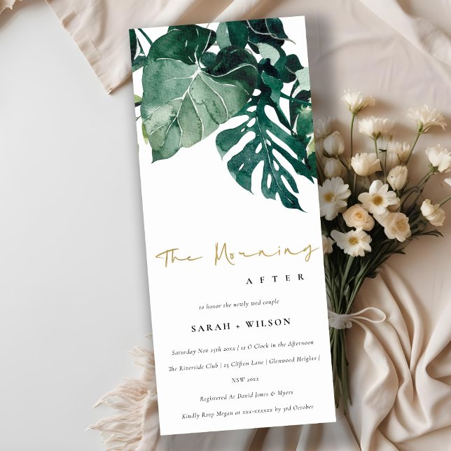 Tropical Monstera Green Foliage The Morning After Invitation (Creator Uploaded)