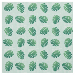 Tropical Monstera Green Leaf Pattern Fabric