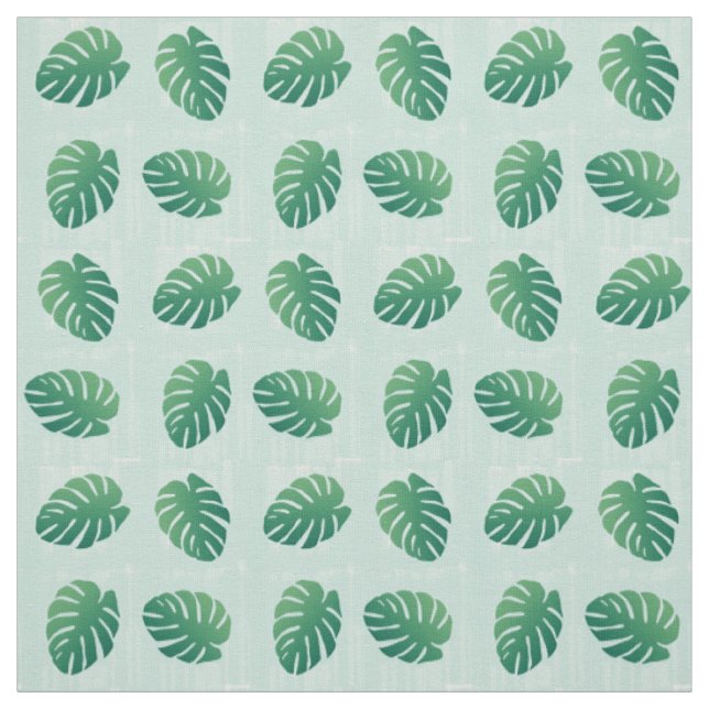 Tropical Monstera Green Leaf Pattern Fabric (Swatch)