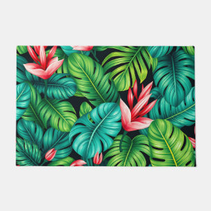 Tropical Monstera Heliconia Jungle Pattern Doormat