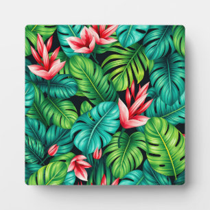 Tropical Monstera Heliconia Jungle Pattern Plaque