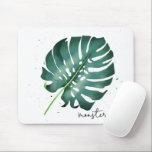 Tropical Monstera Houseplant Mouse Pad<br><div class="desc">Elegant tropical houseplant mousepad featuring illustration of a green monstera leaf. Perfect for plant lovers!</div>