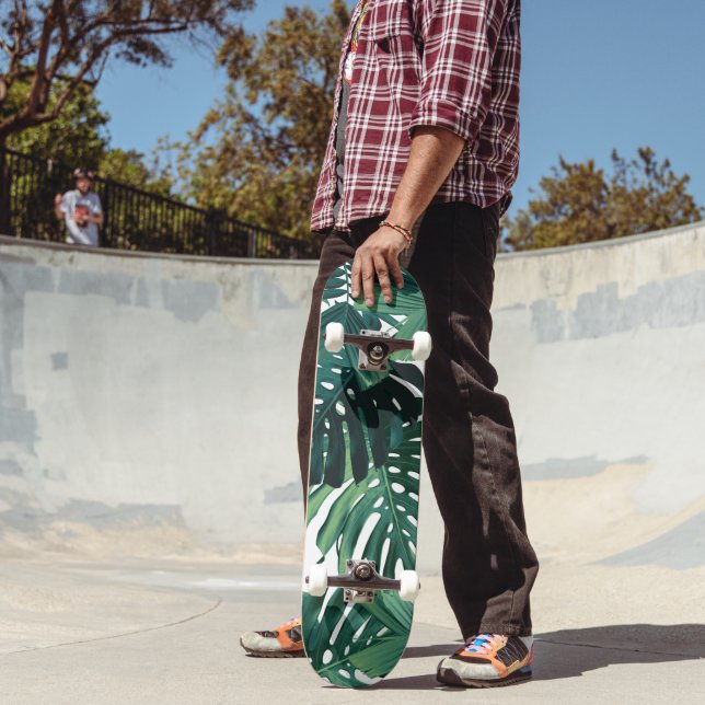 Tropical Monstera Jungle Leaves 1 Skateboard (Outdoor 2)