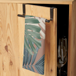 Tropical Monstera Jungle Leaves 2 Tea Towel
