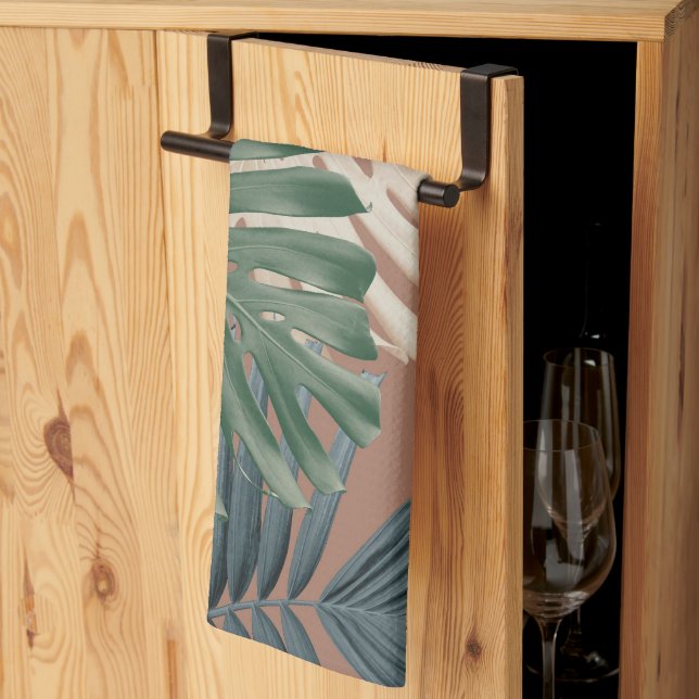 Tropical Monstera Jungle Leaves 2 Tea Towel (Thirds Fold)
