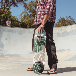 Tropical Monstera Jungle Leaves 3 Skateboard