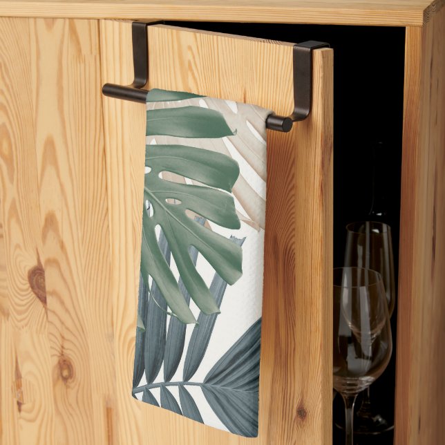 Tropical Monstera Jungle Leaves 3 Tea Towel (Thirds Fold)