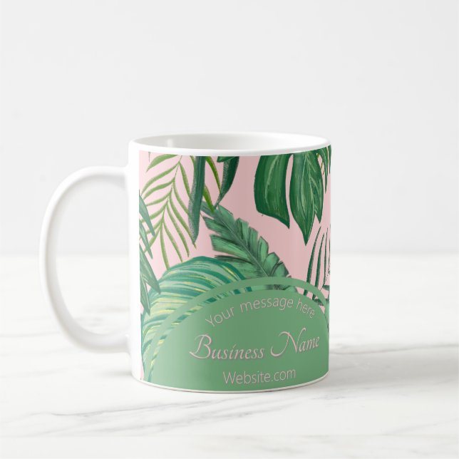 Tropical Monstera Jungle Palm pattern Coffee Mug (Left)
