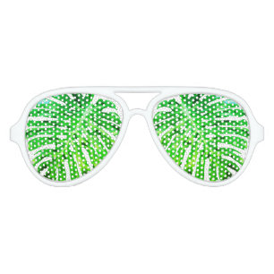 Tropical Monstera Leaf Aviator Sunglasses