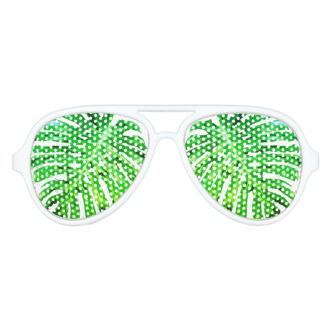 Tropical Monstera Leaf Aviator Sunglasses (Front)
