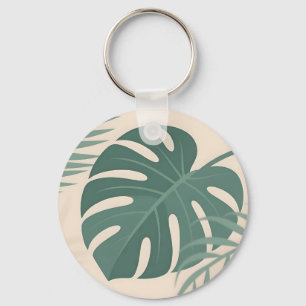 Tropical Monstera Leaf Botanical Serenity Key Ring