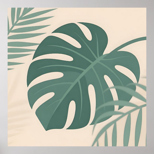 Tropical Monstera Leaf Botanical Serenity Poster (Front)