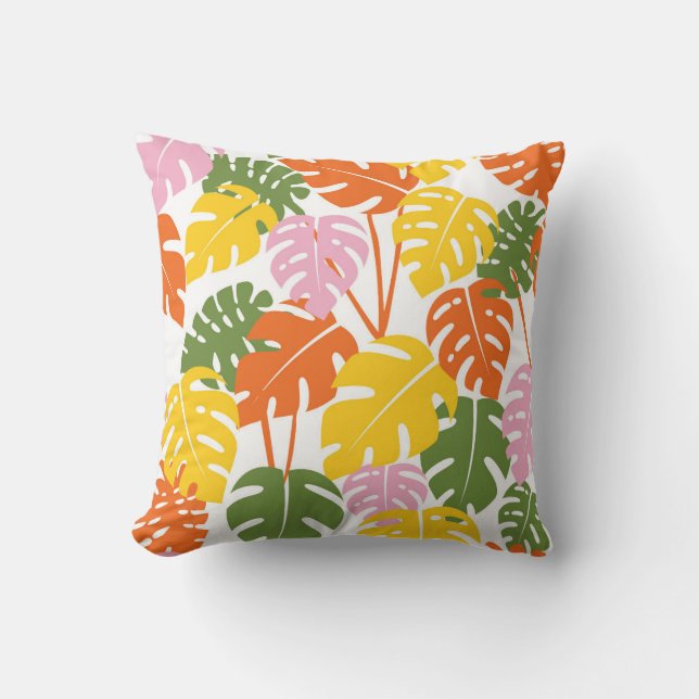 Tropical Monstera Leaf Design Cushion (Front)