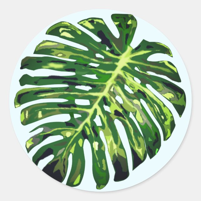 Tropical Monstera Leaf - Exotic - Classic Round Sticker (Front)