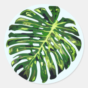 Tropical Monstera Leaf - Exotic - Classic Round Sticker