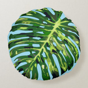 Tropical Monstera Leaf - Exotic - Round Cushion
