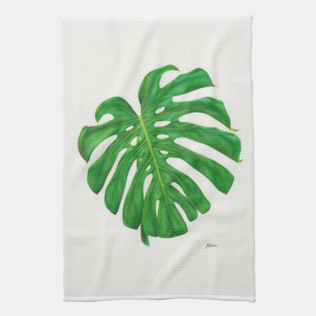 Tropical Monstera Leaf Kitchen Towels (Vertical)