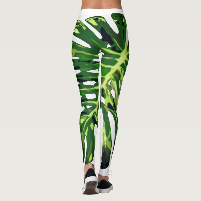 Tropical Monstera Leaf Leggings (Back)