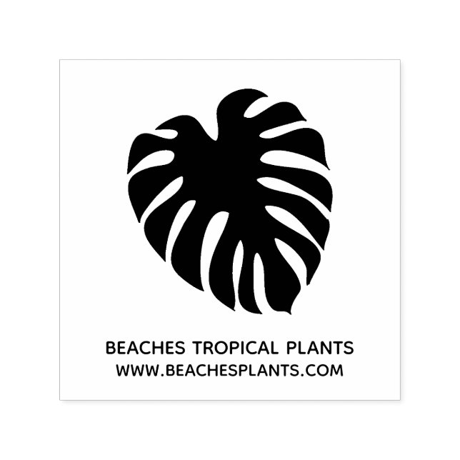 Tropical Monstera Leaf Logo Business Name Branding Self-inking Stamp (Design)