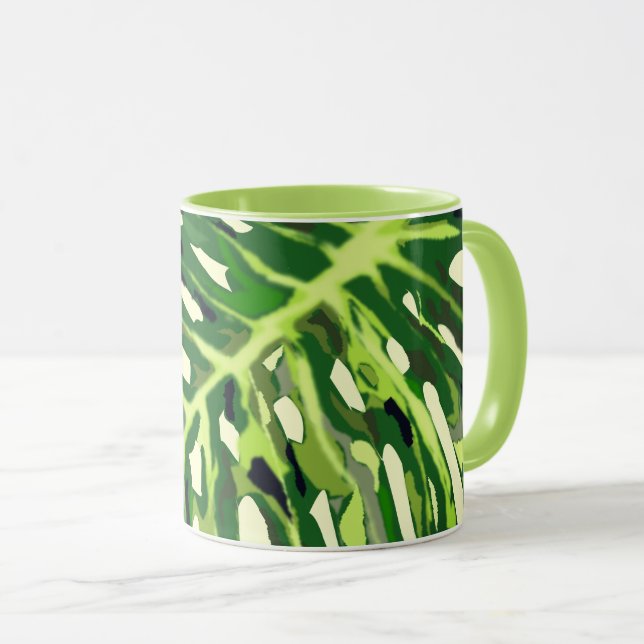 Tropical Monstera Leaf Mug (Front Right)