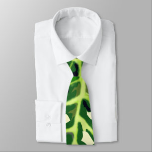 Tropical Monstera Leaf Neck Tie Summer Party Time
