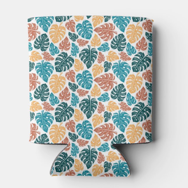 Tropical Monstera Leaf Pattern – Colourful Nature  Can Cooler (Back)