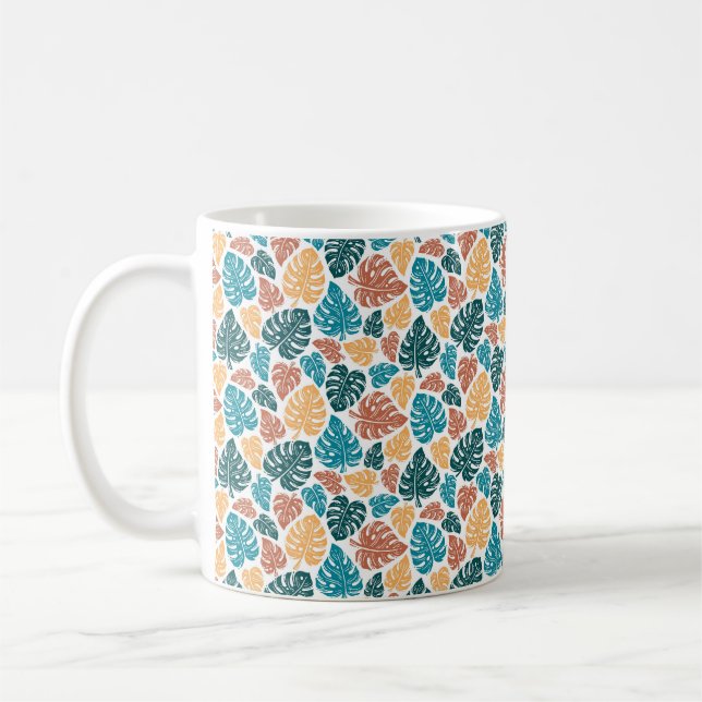 Tropical Monstera Leaf Pattern – Colourful Nature  Coffee Mug (Left)