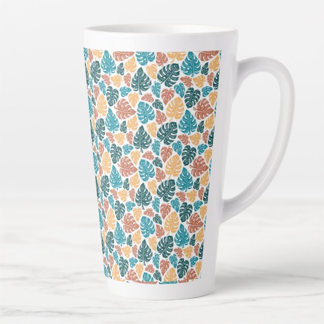 Tropical Monstera Leaf Pattern – Colourful Nature  Latte Mug (Right)