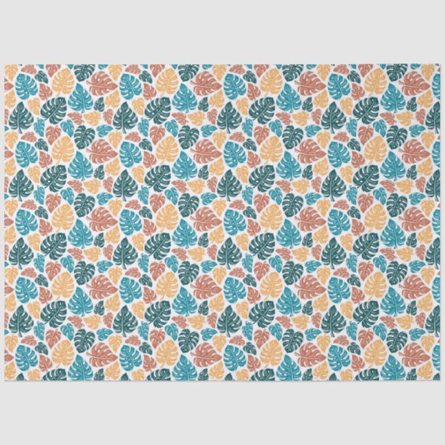 Tropical Monstera Leaf Pattern – Colourful Nature  Tissue Paper (Front)
