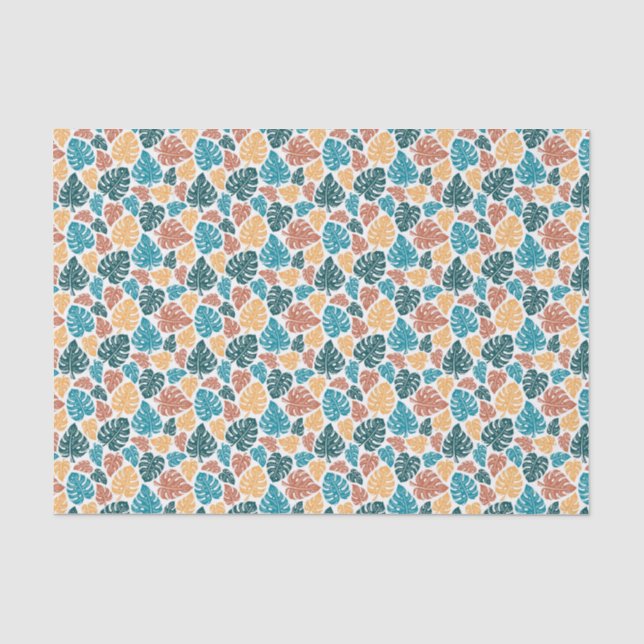 Tropical Monstera Leaf Pattern – Colourful Nature  Tissue Paper (Front)
